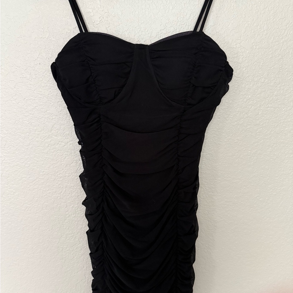Shinestar Black Ruched Mini Dress - Picture 3 of 5